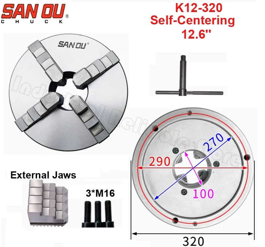 K12-320A K12-320 4 Jaw Chuck 320mm Sanou Brand Self-Centering Lathe Chuck 12.6'' Inch K12 320 Chuck