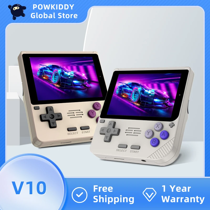 Powkiddy V10 Retro Handheld Gaming Console 3.5-inch IPS Screen 480*320 RK3326 Open Source System Cheap Children Christmas Gift