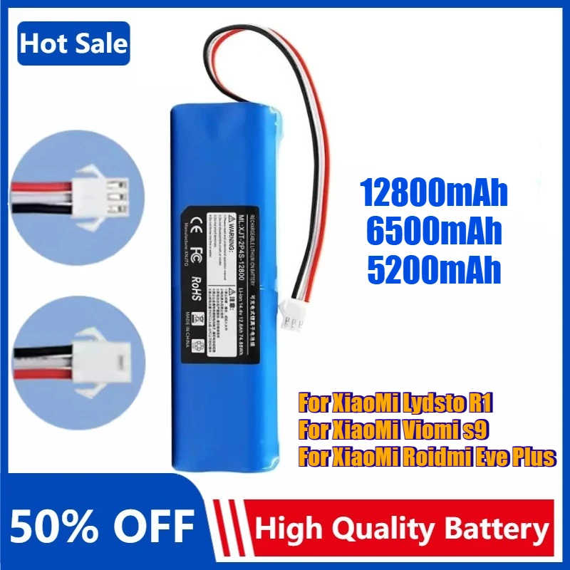 

Rechargeable Battery for Robot Vacuum Cleaner XiaoMi Roidmi Eve Plus Lydsto R1 Viomi S9 Battery Pack 12800mAh/6800mAh/5200mAh
