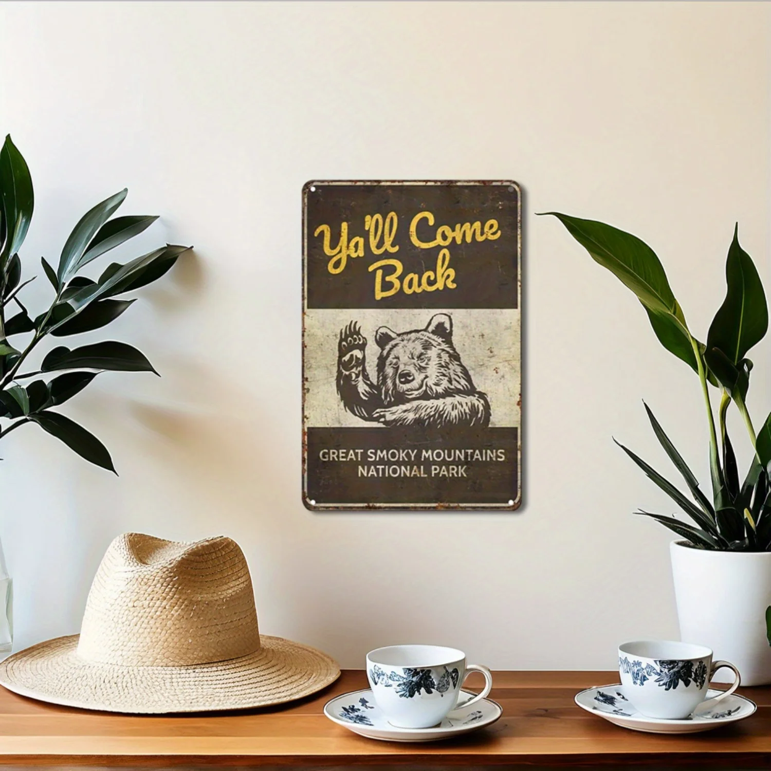 2D Flat Metal Sign, 1 Pack, Vintage Metal Tin Sign for Great Smoky Mountains National Park - Rustic Iron Wall Decor with Pre-drilled Holes for Easy Installation - Sturdy Park Decor for Home, Office, Classroom, 12*8 Inches / 30*20 cm