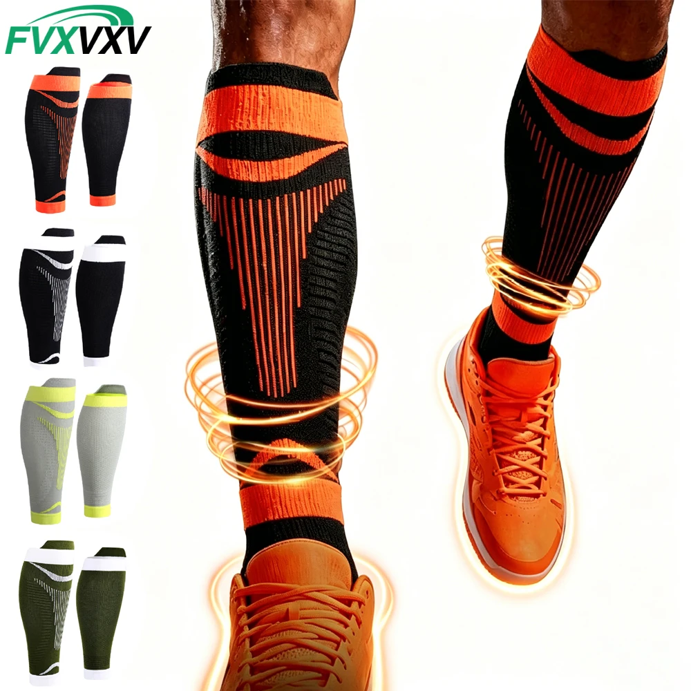 1Pair Calf Compression Sleeves, Footless Compression Socks for Shin Splints, Leg Fatigue, Travel, Running, Standing & Daily Wear