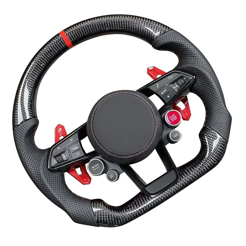 4 Button Start Carbon Car Steering Wheel Assembly Set for Audi S8 R8 A3 A4 A5 A6 A7 Q5 Q7 Q8 S3 S4 S5 S6 S7 RS3 RS4 RS5 RS6 RS7