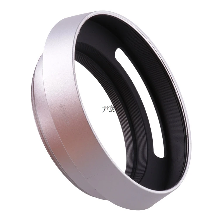 Silver 49mm Metal Vented Lens Hood Screw-in Standard Type for Leica Voigtlander 7artisans Camera Lens Sun Shade