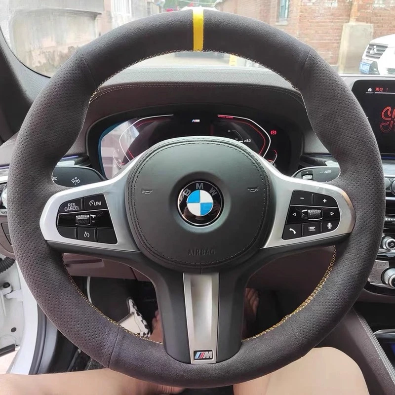 

For BMW M Sport G30 G31 G32 G20 G21 G14 G15 G16 X3 X4 G02 X5 G05 M5 Hand Stitched High quality suede Car Steering Wheel Cover