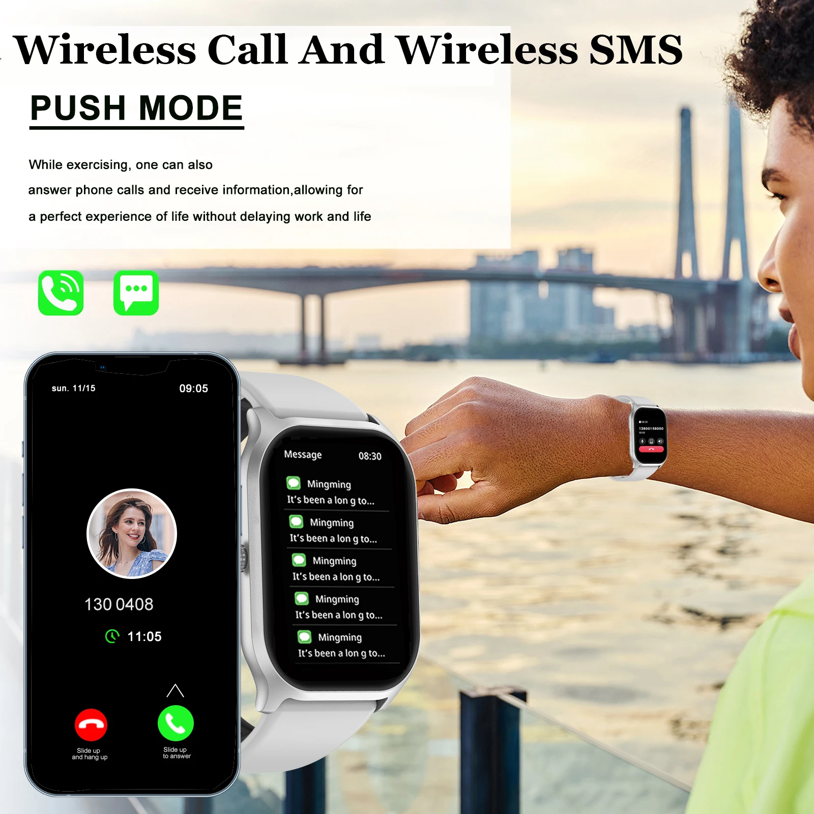 HOT Smart watch gift for men and women, full touch screen smart sports watch, answering/wireless calls, multiple APP reminders