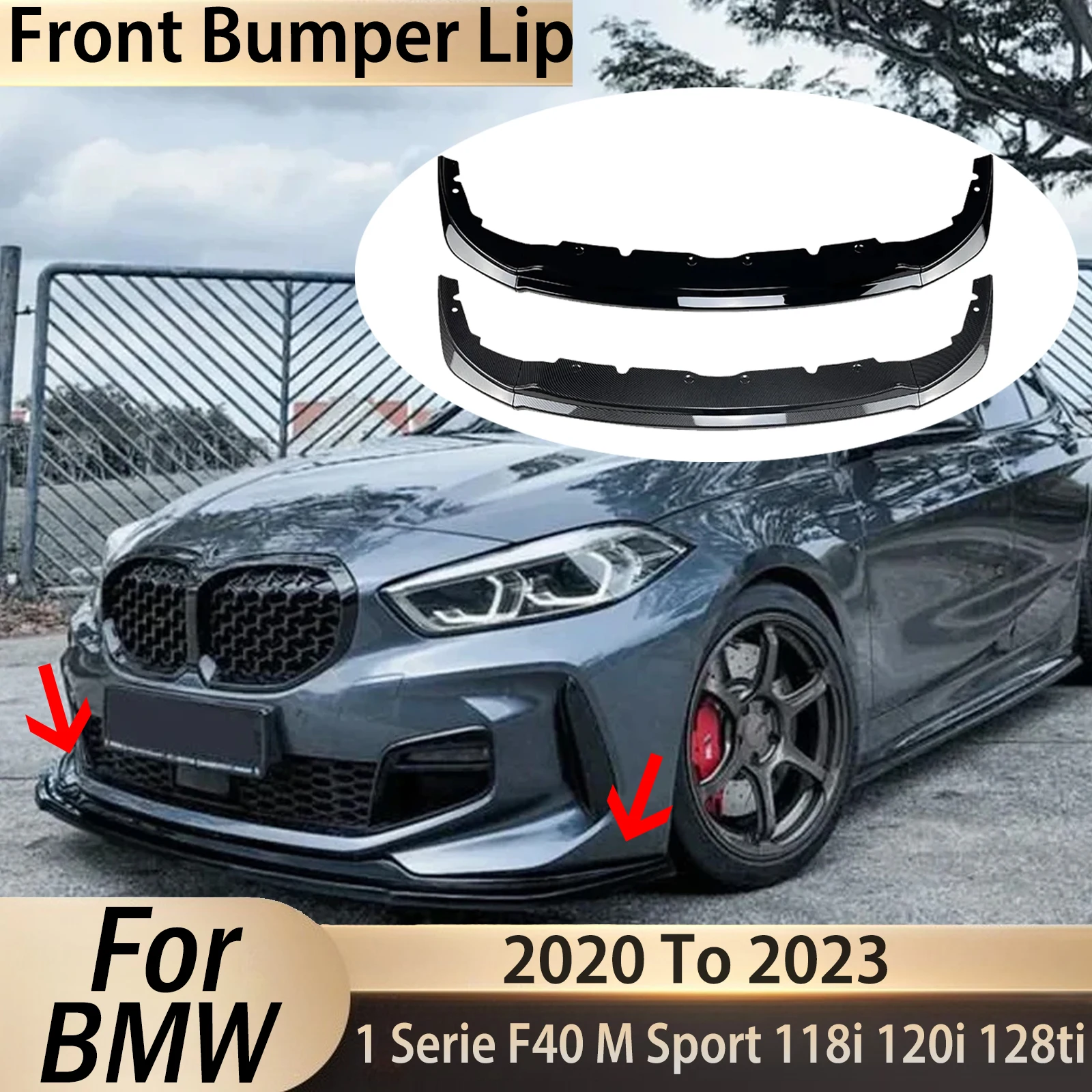 

Car Front Bumper Splitter Spoiler Lip For BMW 1 Serie F40 M Sport 118i 120i 128ti 2020 2021 2022 2023 Diffuser Auto Accessories