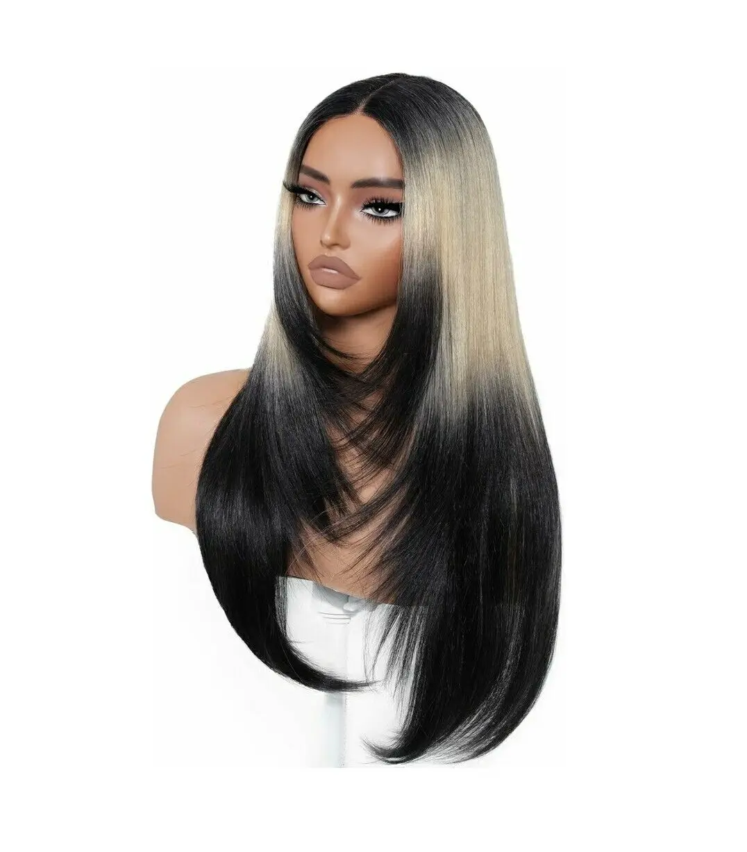 

Brown Blonde Ombre Wig HD Front Lace Blend Highlights Wavy Curly