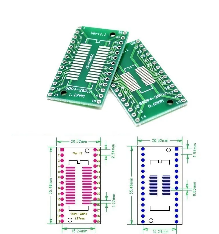 10pcs SOP Patch Adapter Board SOP8 SOP10 SOP16 SOP28 TQFP QFN IC Test Board PCB Board