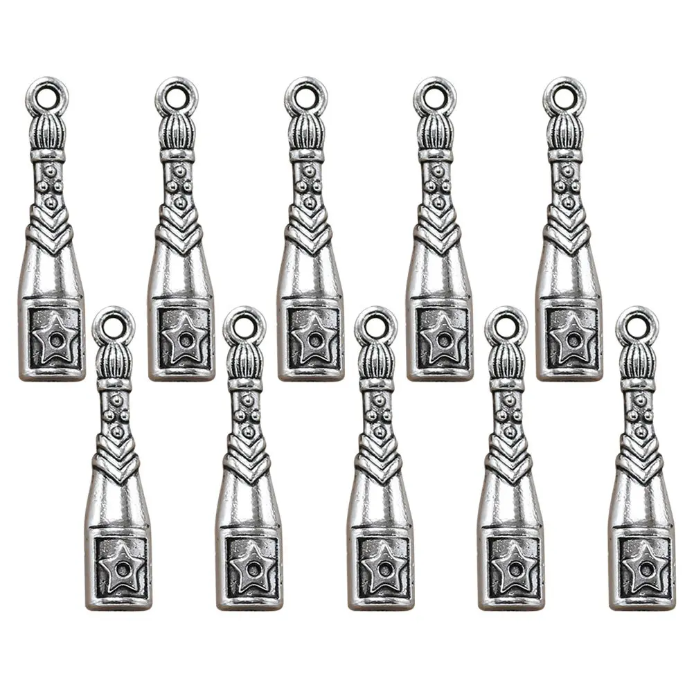 

10Pcs Wine Bottle Style Alloy Pendant Charms Silver Color for DIY Jewelry Making Necklace Bracelet Earring Keyring Cellphone