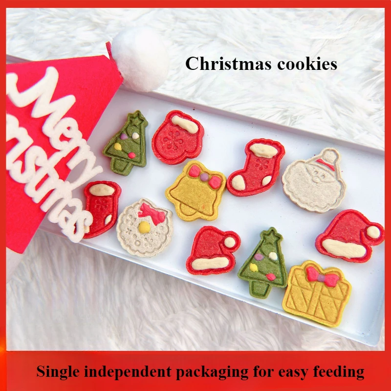 Pet Christmas Biscuits Cats, Dogs and Rats Eat Chicken Breast Cheese Fruit and Vegetable Powder Pet Snacks Training Rewards