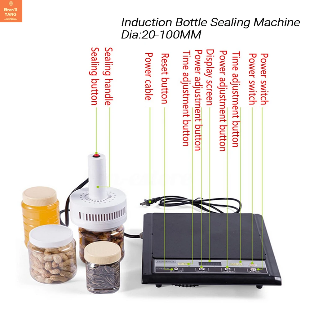 Electromagnetic Induction Aluminum Foil Bottle Sealer Gasket Heat Sealing Machine Can Jar Manual Induction Cap Sealer 20-100mm