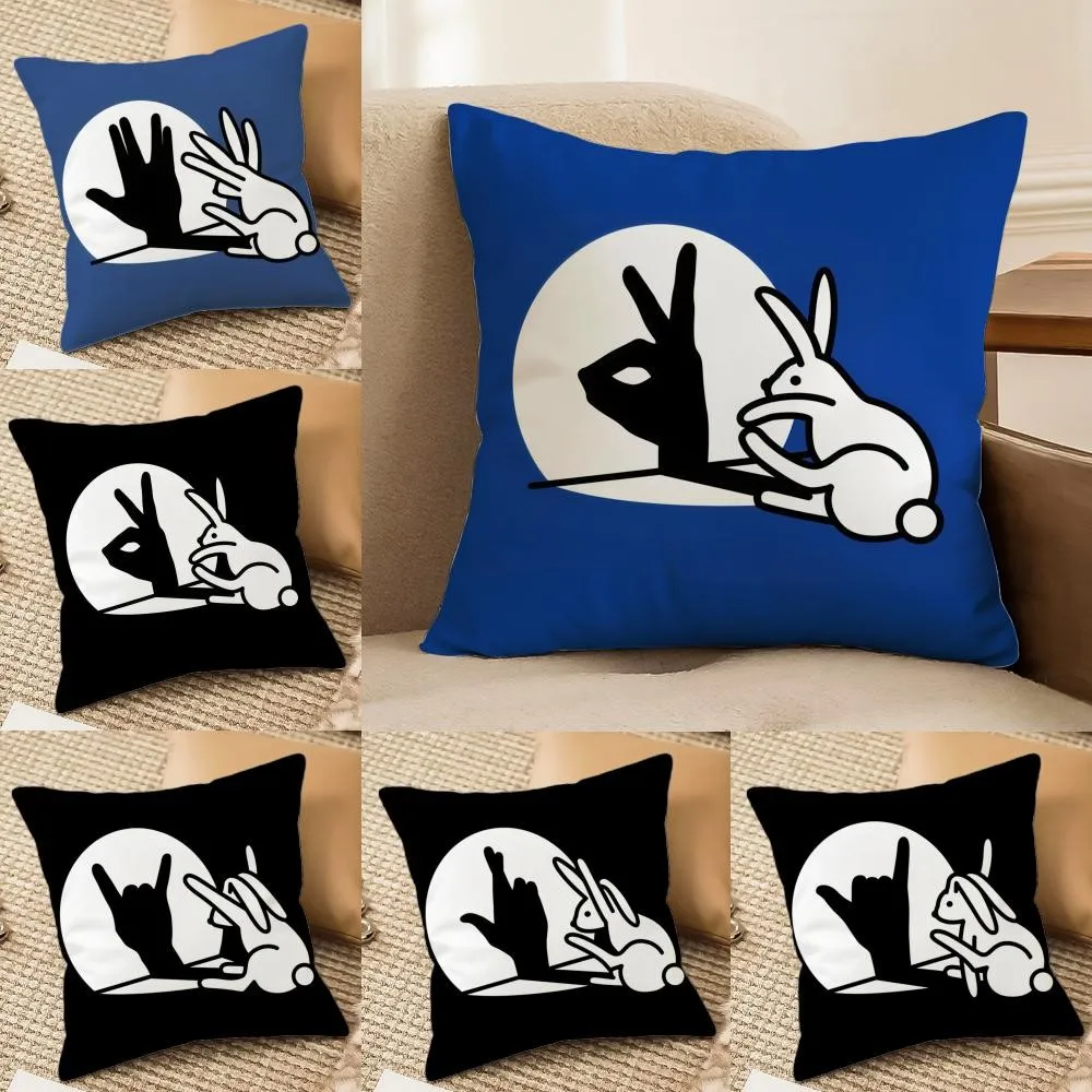 Personalized Funny Rabbit Hand Pattern Throw Pillow, Double-Sided Printing Design, Soft Plush Cushion with Insert, Perfect Gift