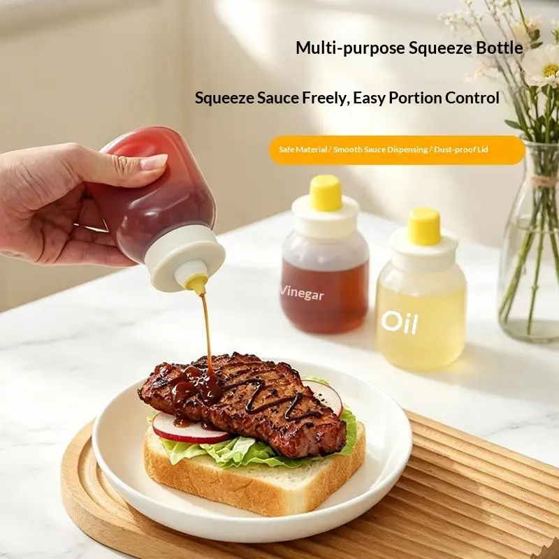 Kitchen Oil Bottle Seasoning Plastic Squeeze Bottle Dispenser Ketchup BBQ Sauces Olive Oil Container Cooking Gadgets