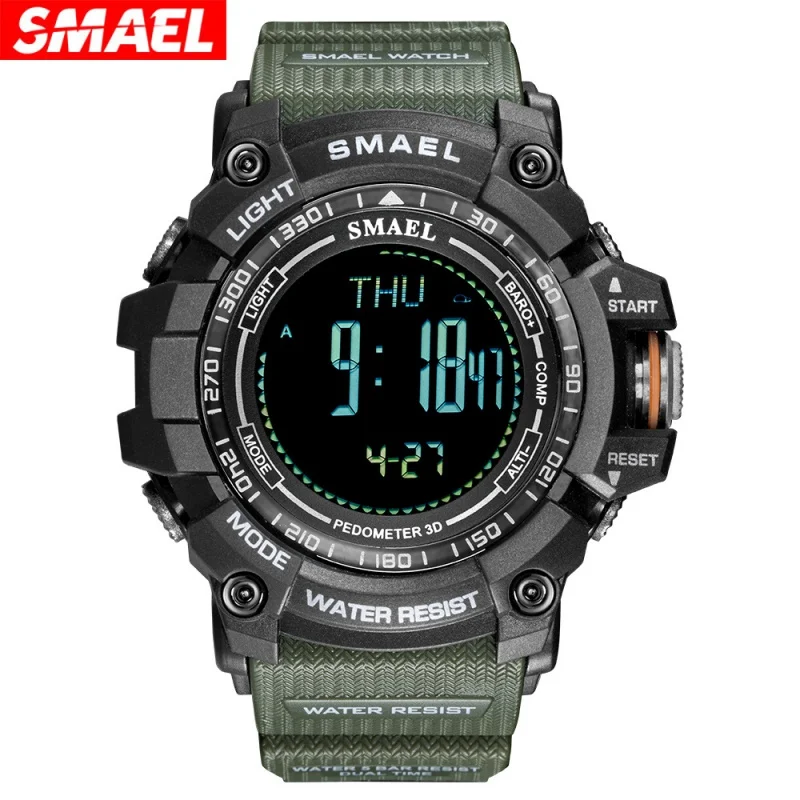 Smael Tactical Watch Men\'s Outdoor Military Electronic Watch Waterproof Multifunctional Large Dial Watch