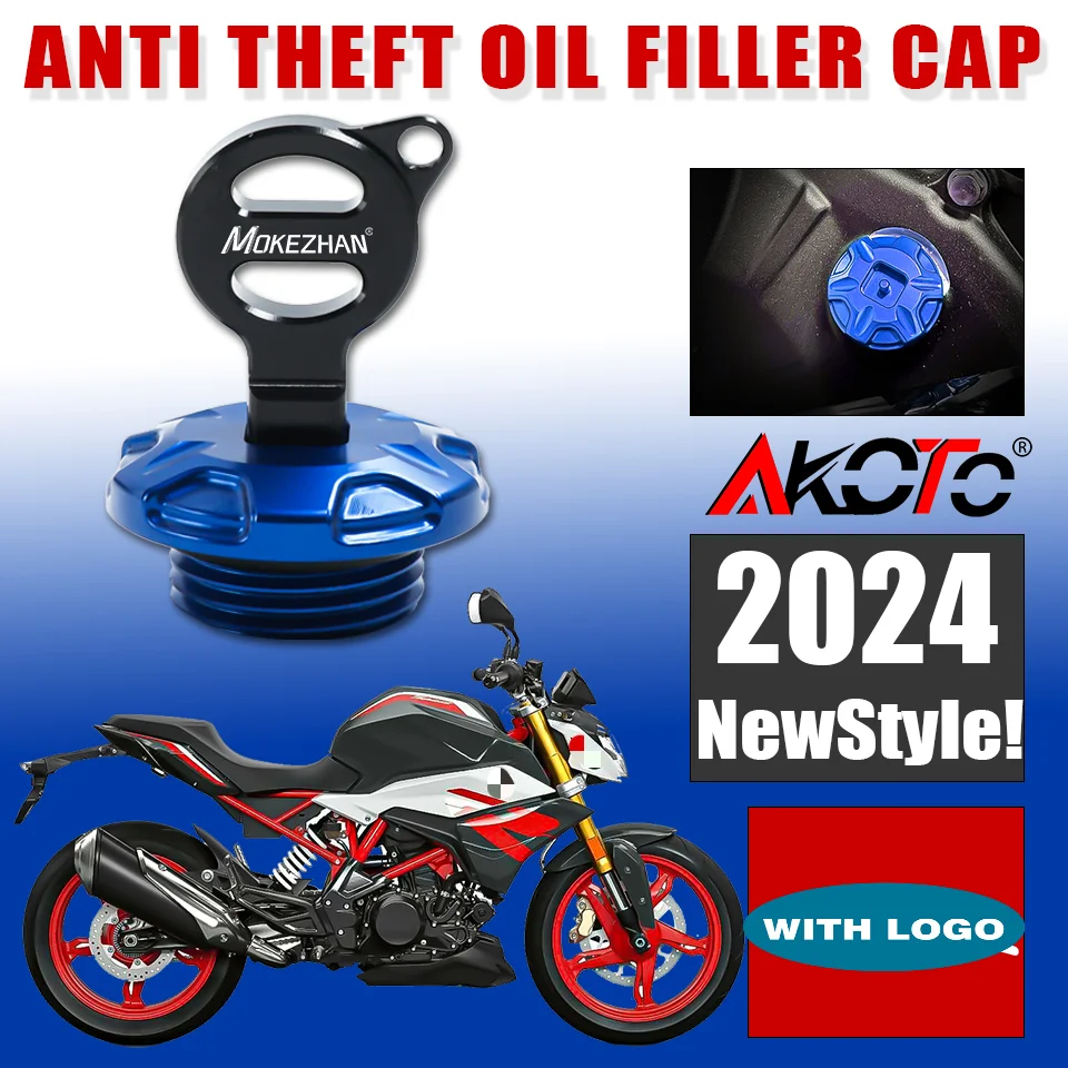 

NEW Motorcycles Anti theft Oil Filler Cap Engine Oil Plug Cover For BMW G310 R G310R G 310 R 301R 2017-2024 2023 Parts