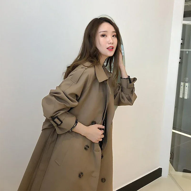 Trench Basic retrò donna coreano Casual allentato doppiopetto autunno inverno capispalla solido a maniche lunghe Harajuku Y2K giacca