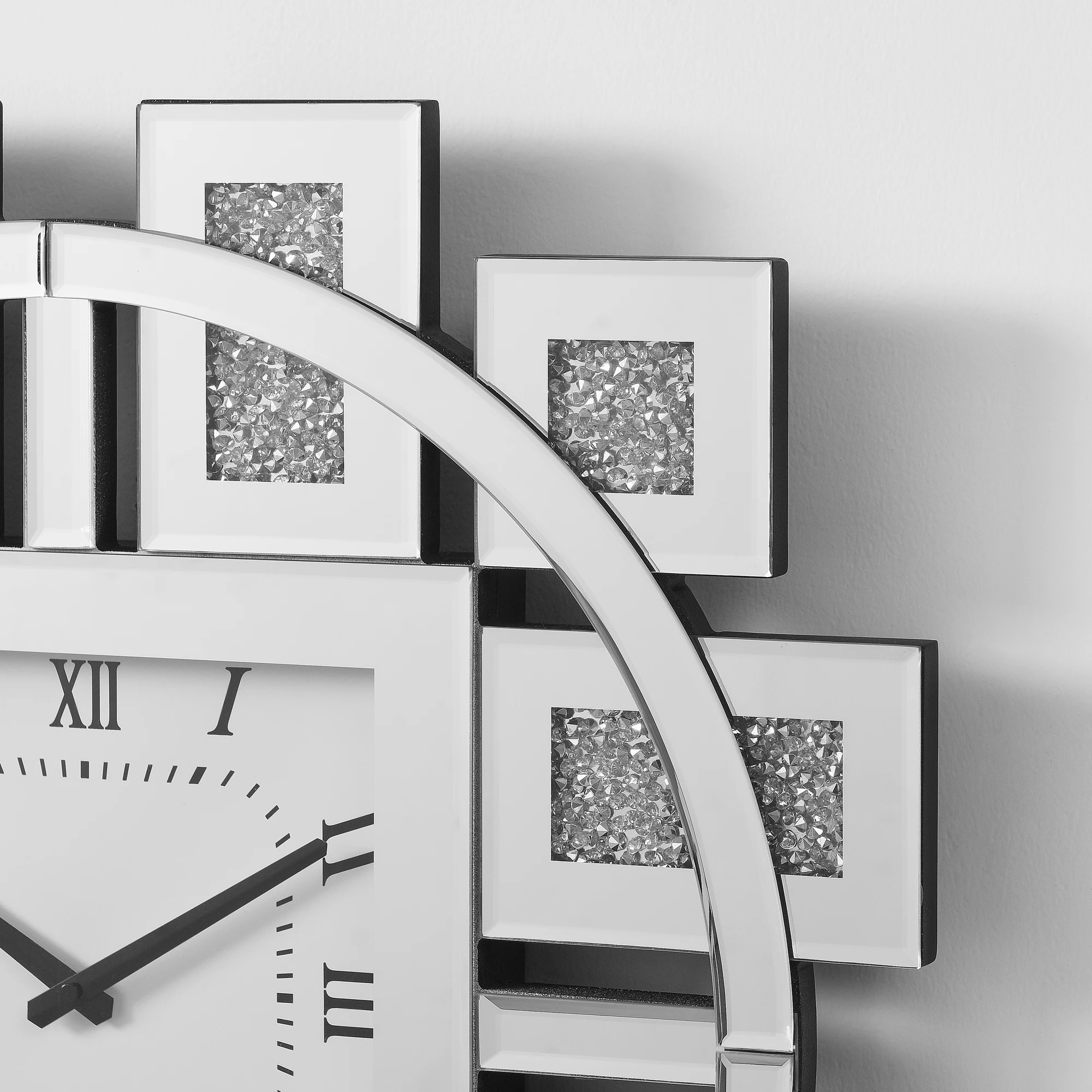 Sparkle Crystal Mirrored Geome - đánh giá và giá Wall Clock Silent