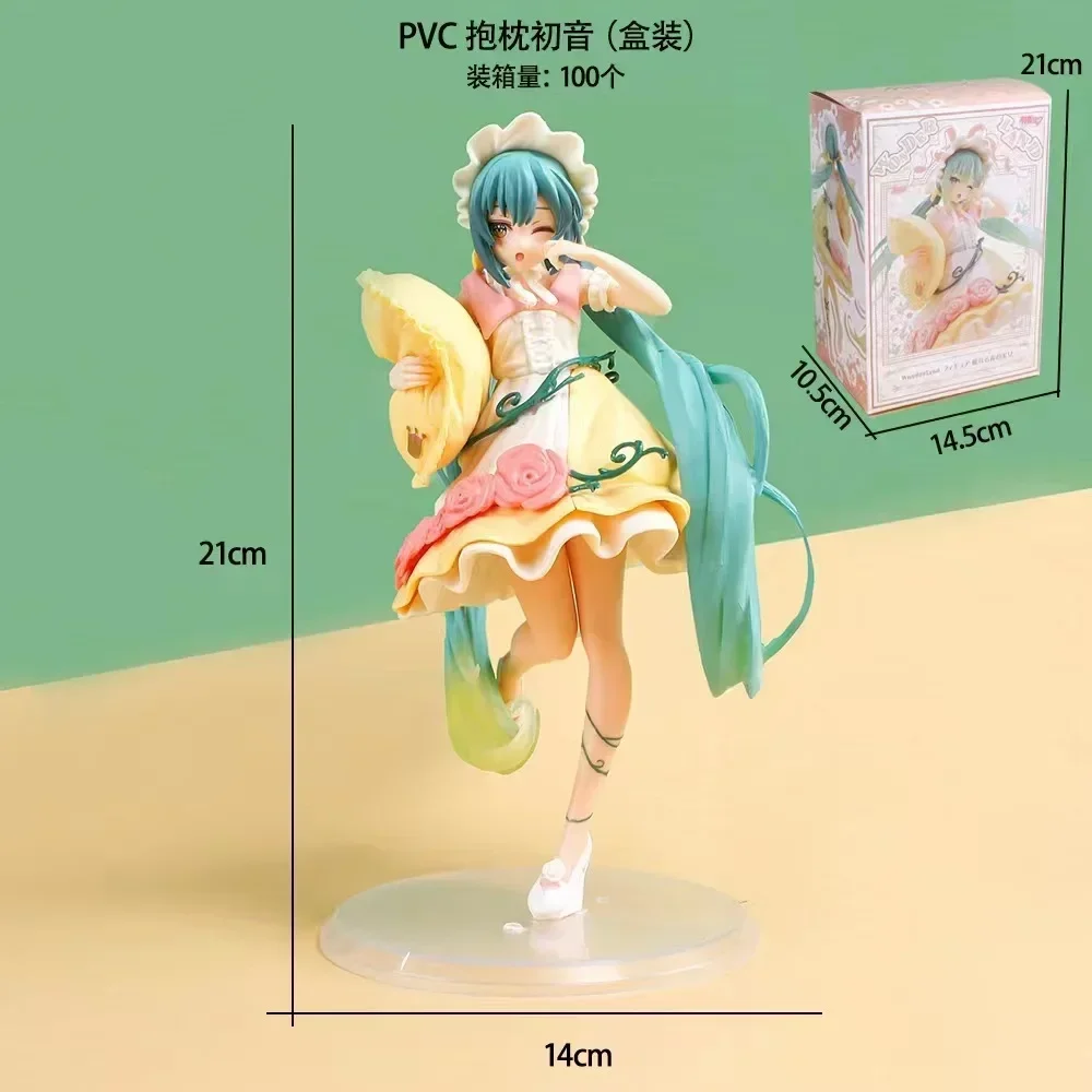 Bandai 21CM Hatsune Miku Anime Figure Fairy Mirror Sleeping Beauty Peripheral Figures Car Ornaments Model Decoration Toys Gift