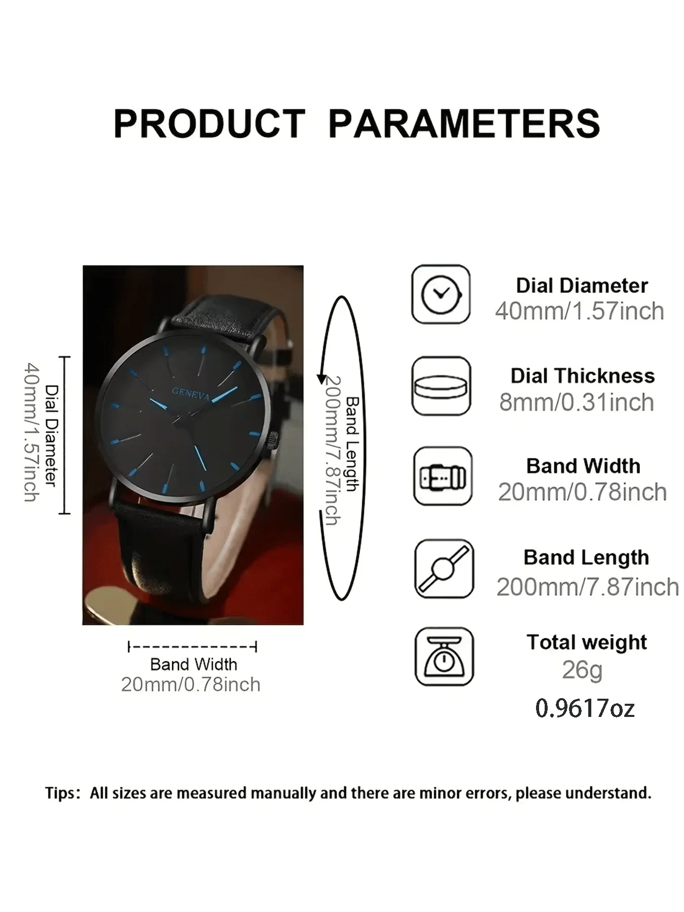 2-piece men's exquisite watch set, men's business high-end quartz men's watch set