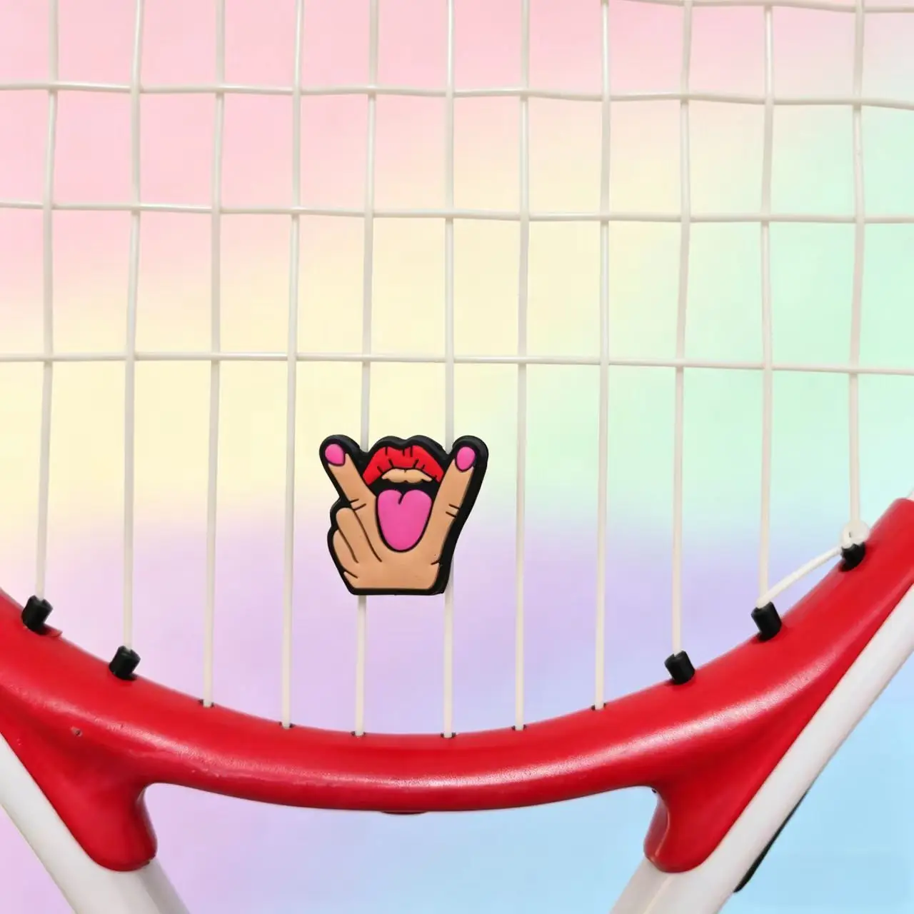 Cool Gesture Tennis Vibration Dampener, Funny Game Controller Lips Shape Silicone Racket String Damper Tennis Accessories