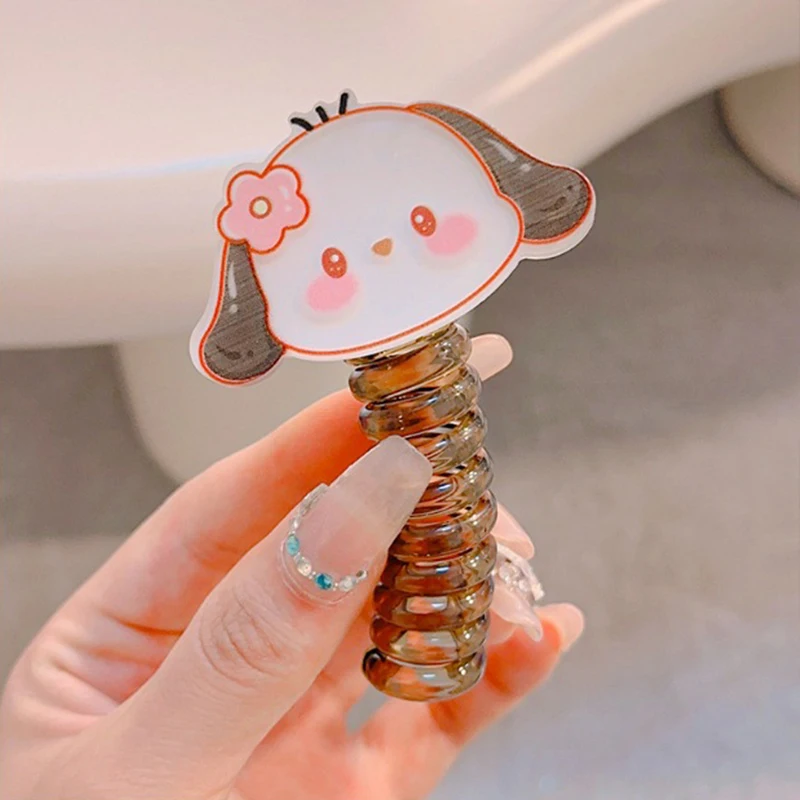 Sanrio-coleta elástica de dibujos animados para niña, cuerda para el pelo en espiral, bonito Anillo para el pelo, accesorios para el cabello versátiles, regalos