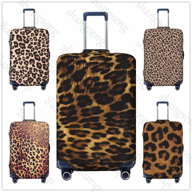 Leopard Fur Skin Texture Elastic Luggage Protective Cover Zipper Suit For 18-32 in Bag Suitcase Cover Trolley Travel Accessories