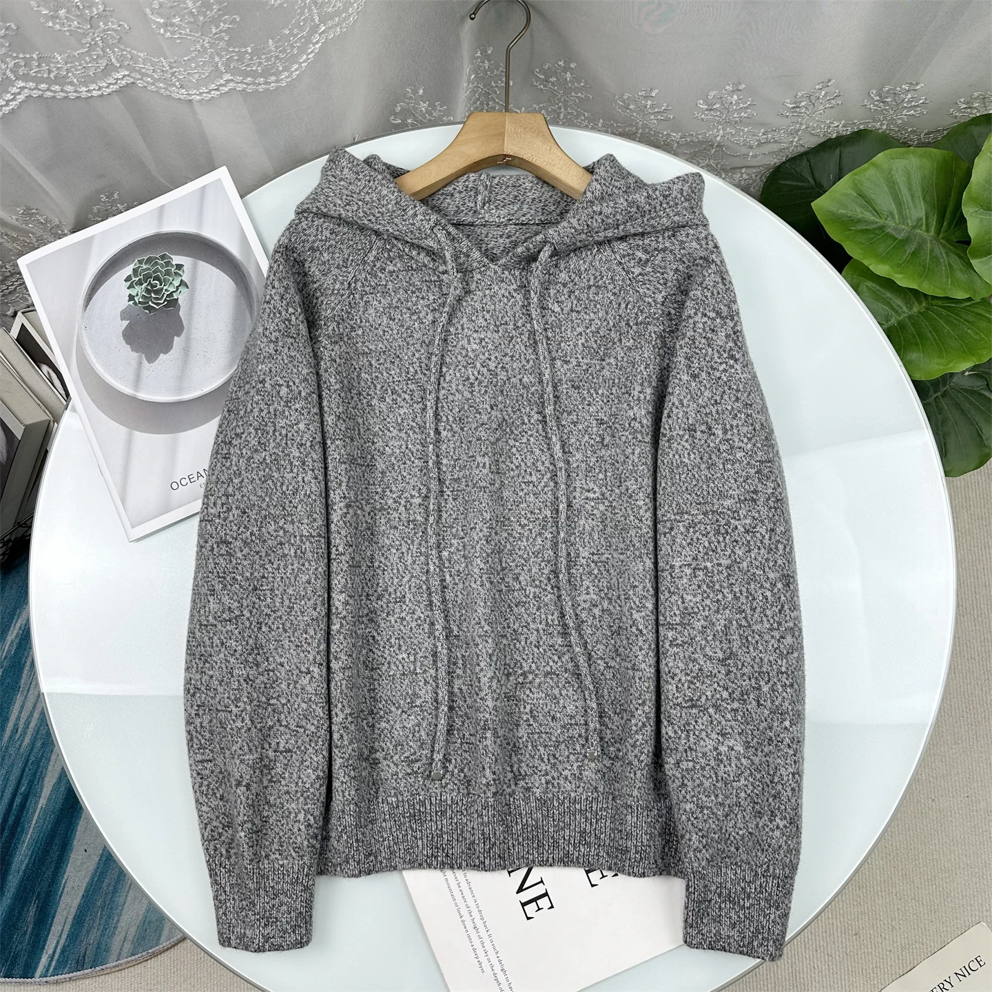 

Zhi6500 Новая осенне-зимняя вязаная шапка-свитер с капюшоном, женский пуловер в простом стиле, цветной трикотаж