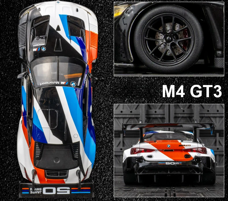 รถของเล่นโลหะหล่อจากโมเดลรถยนต์สปอร์ตอัลลอย GT3 1:24ของเล่นยานพาหนะจำลองการสะสมเสียงและแสงของขวัญสำหรับเด็ก