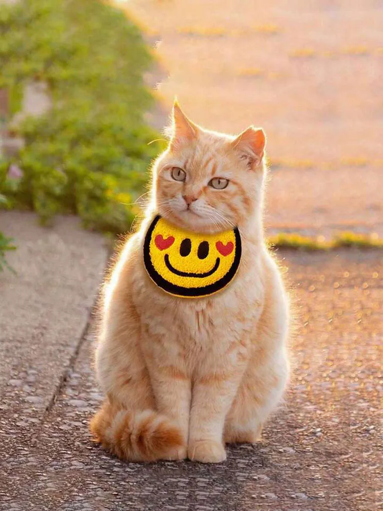 Pet Bib Scarf Collar Happy Smile Face Dog Neckerchief Cat Saliva Towel Pets Accessory