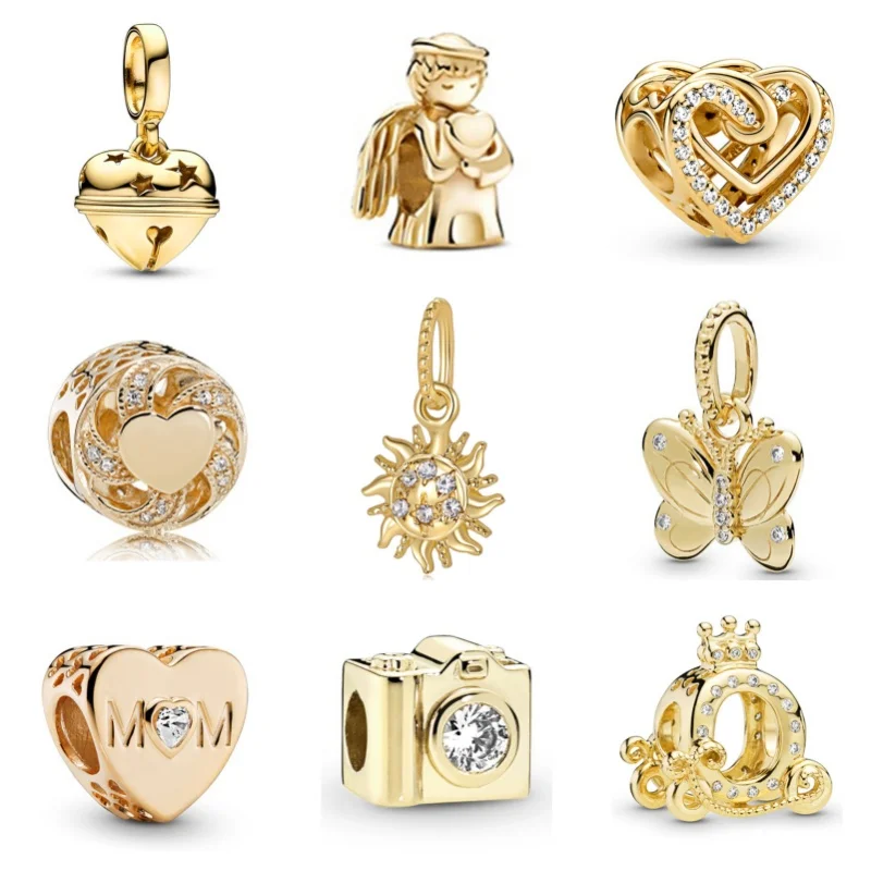 Fine Sparkling Bead Supplies Golden Series Love Tree Bell Pendant Mom DIY Bracelet Necklace Accessories Christmas Gifts ﻿