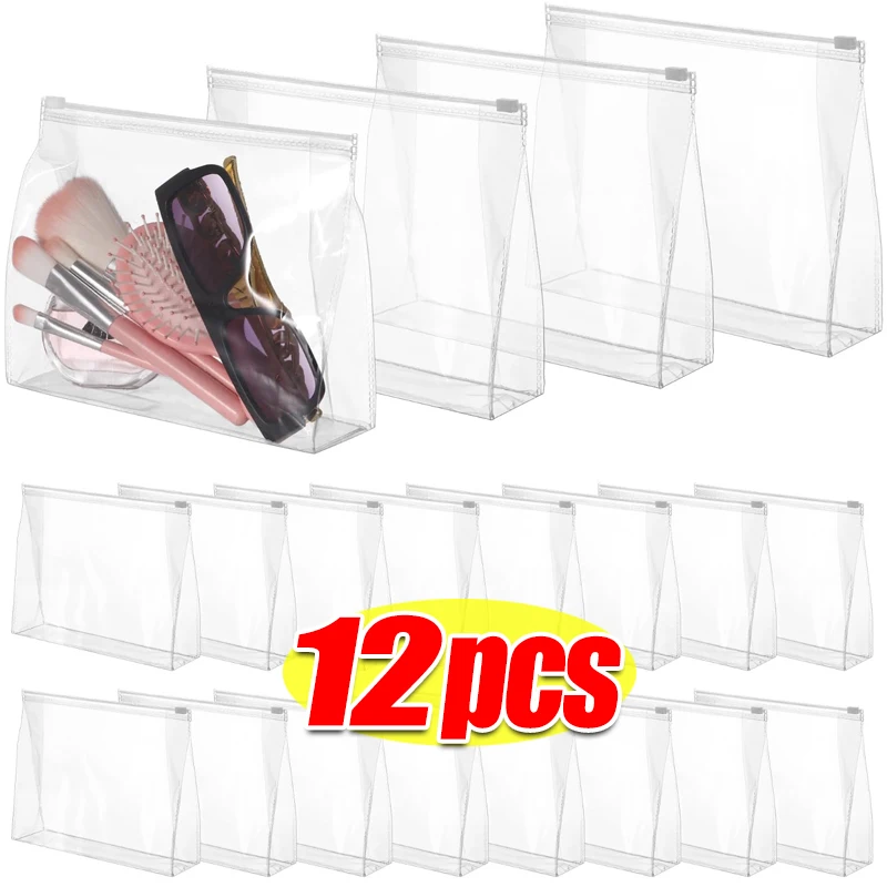 

1-12pcs New Transparent Sealed PVC Three-dimensional Makeup Zipper Bags Washing Bags Cosmetics Packaging and Storage Bags