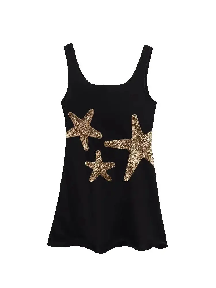 Vrouwen sexy glanzende pailletten mini-jurk mode zomer vrouw casual mouwloze bodycon vakantie jurken