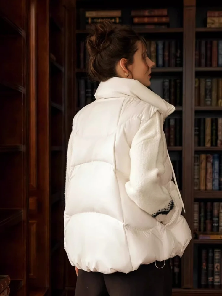 เสื้อแจ็คเก็ตดาวน์ผู้หญิง OLrain รุ่นใหม่ประจำฤดูหนาวปี 2025 คอตั้ง สีพื้น อุ่นสบาย สไตล์ลำลอง แฟชั่น เสื้อกั๊กไร้แขน เสื้อคลุมผู้หญิง รุ่น GO56DY95198