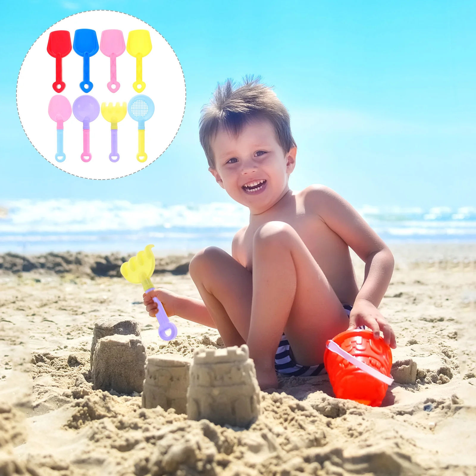 8 pièces creuser neige jouets d'extérieur sable crème solaire en plastique enfants plage pelle enfant