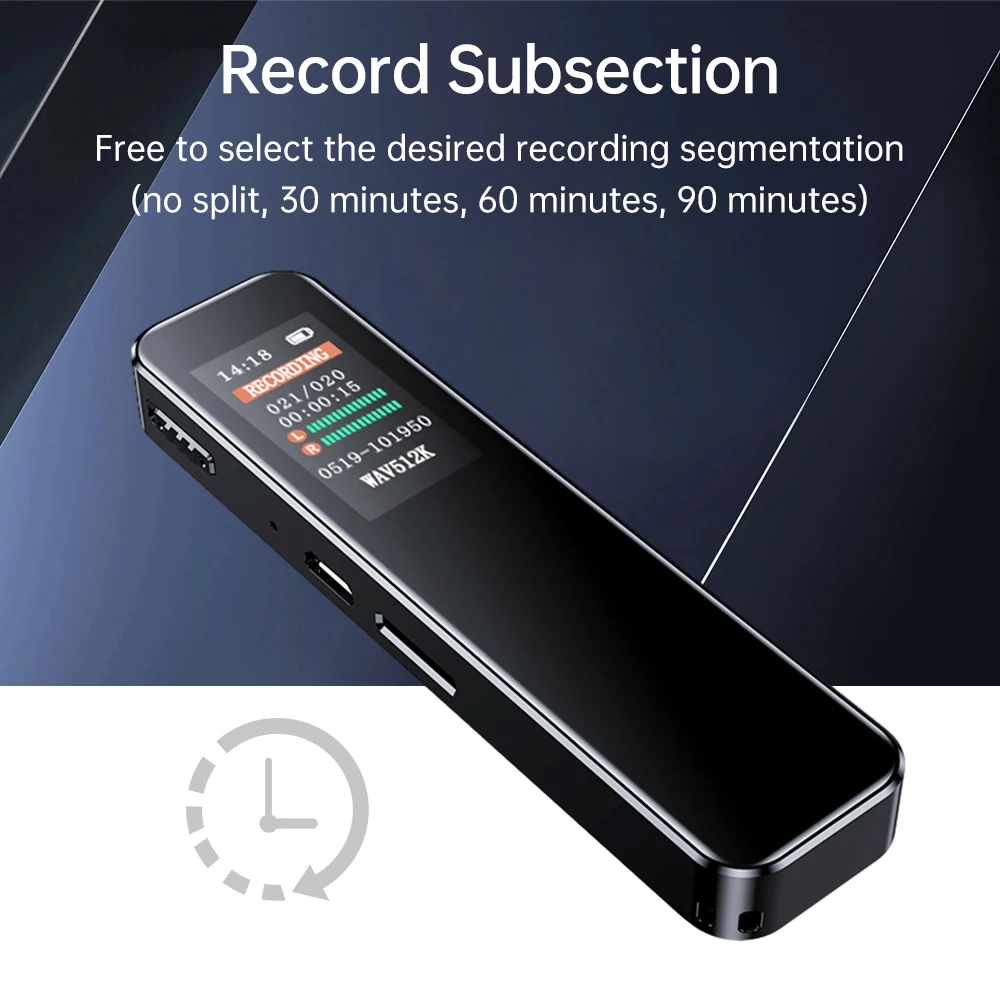 64GB Digital Voice Recorder Noise Reduction Record with Playback MP3 Music Player Activated Record 1536KBPS Recording Password