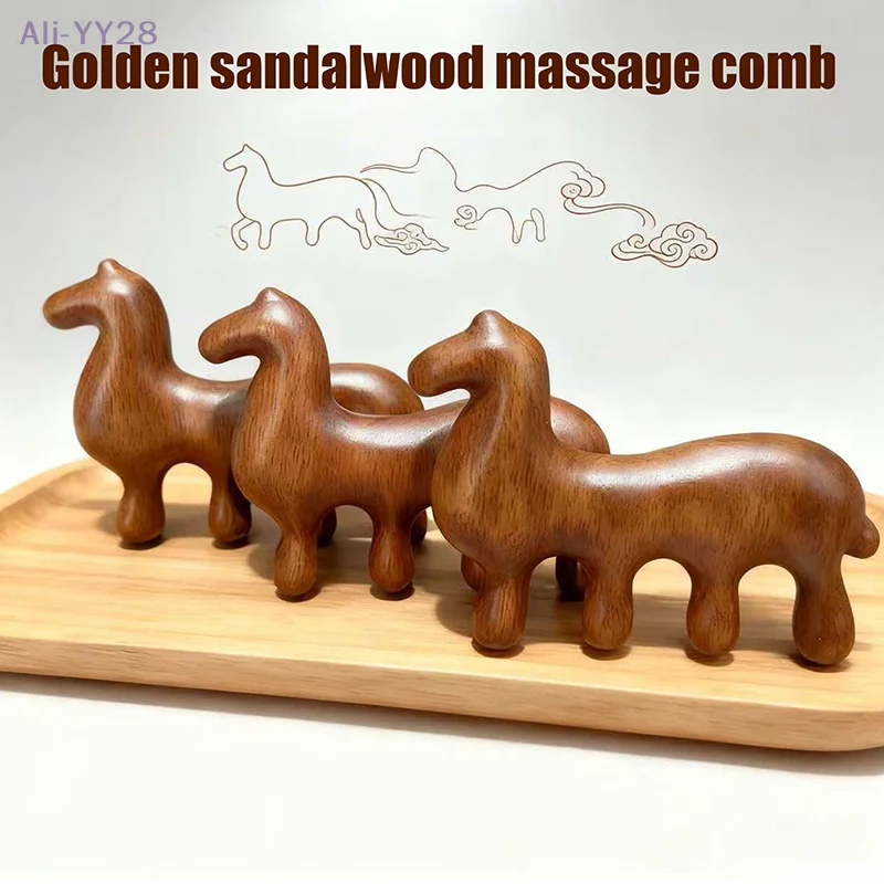 

{YY28} Cute Zodiac Horse Wood Scalp Massage Comb Sandalwood Meridian Point Therapy Massage Comb Body Relax Massage Tools