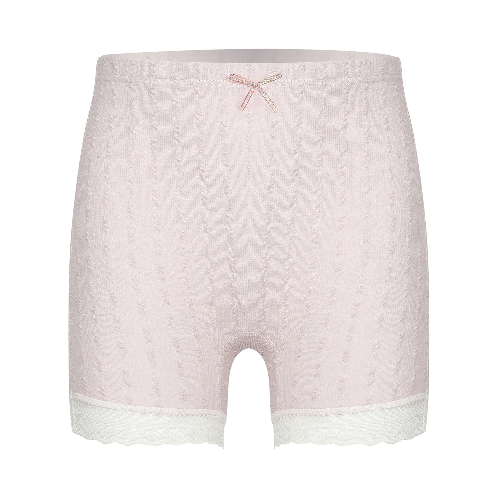 

Детские шорты в рубчик с бантом и кружевной отделкой для девочек, нижнее белье, однотонные трусики с эластичным поясом, детские защитные шорты для платья