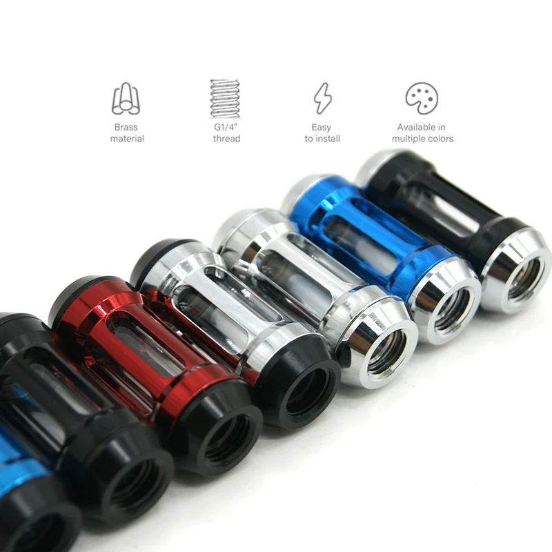 PC Water Cooling Filter Fittings,G1/4 Thread Female To Female Dual Inner Connector Black Silver Blue Red