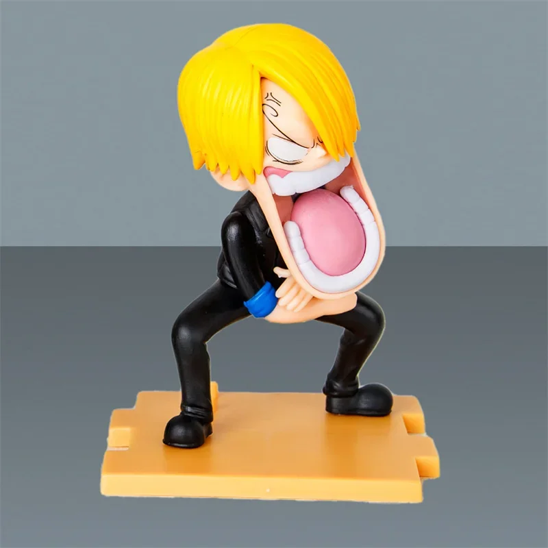 10cm One Piece Anime Figure Monkey D Luffy Roronoa Zoro Three Captains Sanji Action Figure The Hungry Trio Statue Pvc Model Toys