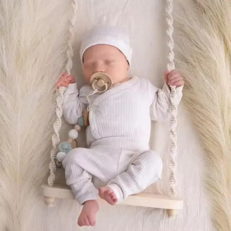 Baby Photography Wooden Swing Photo Props for Memorable Newborn Pictures Taking