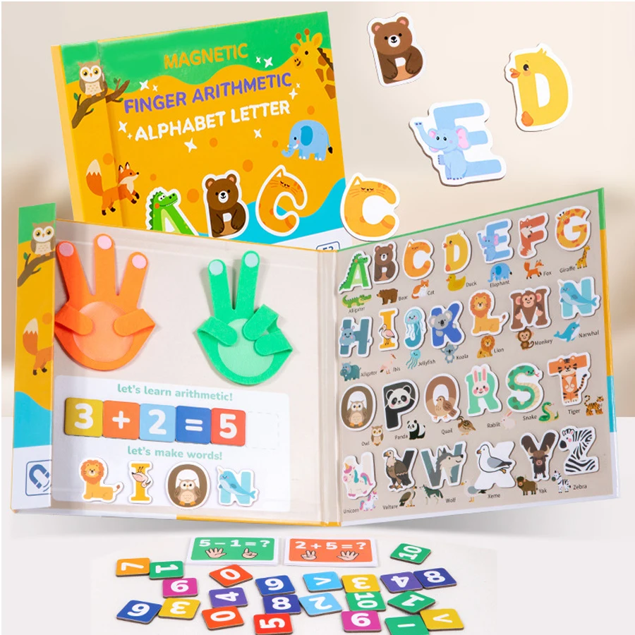 เด็กตัวอักษรแม่เหล็ก Montessori-แรงบันดาลใจของเล่นก่อนวัยเรียนการทํางานนิ้วมือ ABC เกมสะกดเด็กวัยหัดเดินการเรียนรู้การศึกษาในช่วงต้น