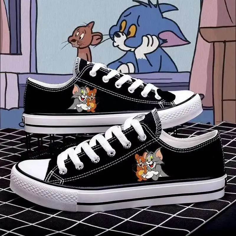 

r‌eal pictures 2025 new autumn spring cat and mouse plus big size cartoon black women girls board shoes man Casual Shoes flats
