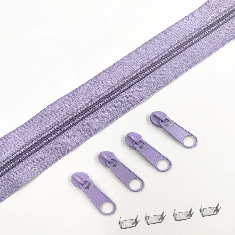 1/2/3/5/10 متر 5 # لفات سحابات طويلة من النايلون مع 4/8/12 /20/40 قطعة منزلق بسحاب لملحقات خياطة الخياط #2