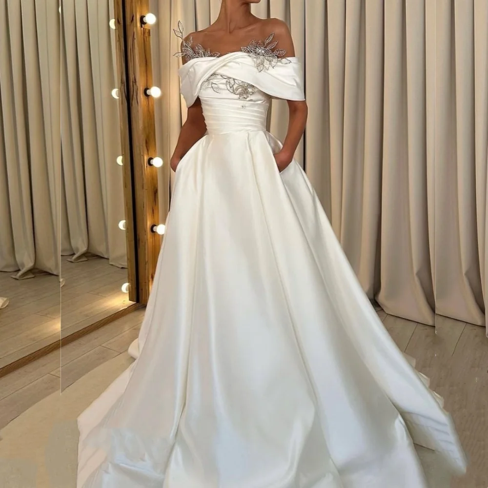 

Индивидуальные замысловатые одинаковые шармезные плиссированные длинные платья трапециевидной формы с открытыми плечами на заказ, сексуальные