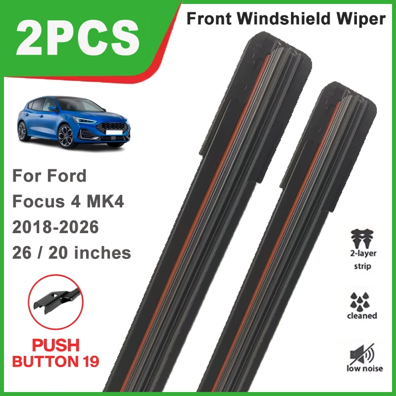 

26"+20" Double Rubber Front Wiper Blades, Durable Windscreen Windshield Replacement Parts For Ford Focus 4 MK4 2018-2026 2019