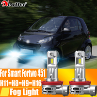 2pcs H11 H8 Led Fog Lights Headlight Canbus H16 H9 Car Bulb 6000K White Diode Driving Running Lamp 12v 55w For Smart Fortwo 451