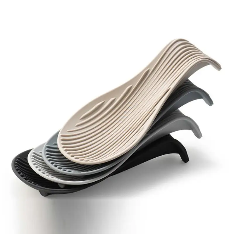 Bandeja de utensílios de cozinha de silicone, espátula de cozinha, colher de sopa, suporte de colher de silicone, almofada de colher de silicone isolada grossa doméstica