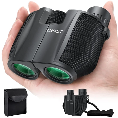 Binoculares COMET 10X25 telescopio HD de bolsillo de largo alcance plegable compacto Bak4 Prisma Binocular alcance óptico lente FMC para caza