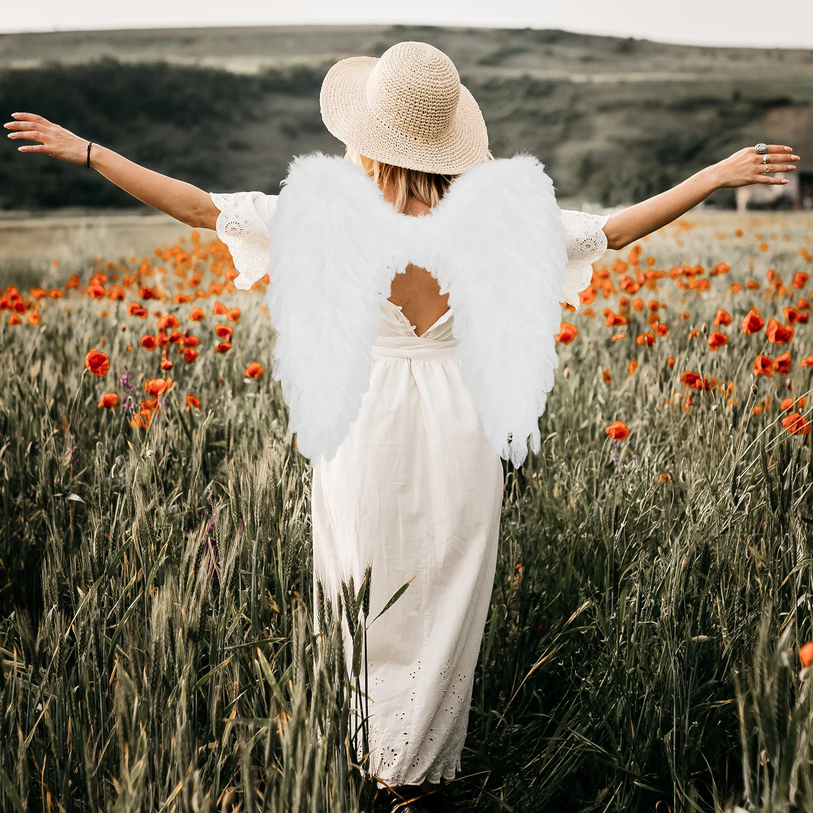 

1Pc Plume Wings Decoration Angel Wings Cosplay Costume Christmas Party Stage Performance Prop infant's Photograph Props