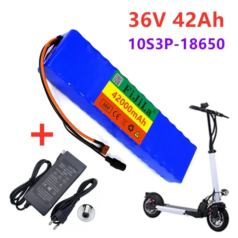 

36V 42Ah 10S3P 18650 modified bicycle electric car motorcycle scooter battery with 15A BMS lithium pack + 42V 2A charger